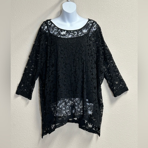 Alberto Makali Tops - ALBERTO MAKALI 3/4 Sleeve Black Lace Blouse W/ Tank Top Size XL Dark Romantic